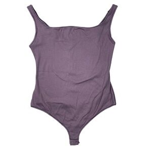 Skims Bodysuit 3X NWT Cotton Rib Sleeveless Ribbed Cotton Stretch Purple Garnet